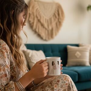 White Mug with Fashion Illustration